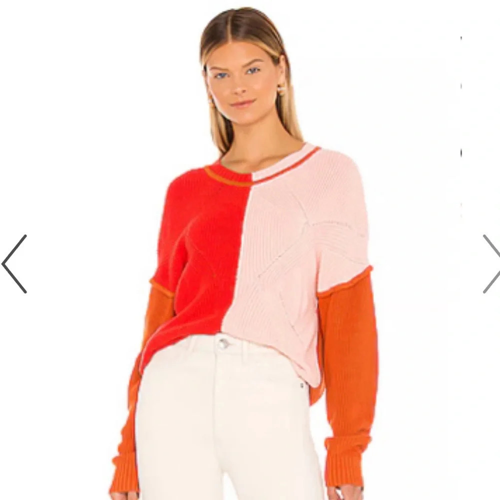 Central Park West Colorblock Cotton Blend Sweater Size Medium Oversize EUC - Picture 3 of 6